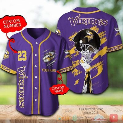 NFL Minnesota Vikings Custom Name Number Purple Baseball Jersey V2