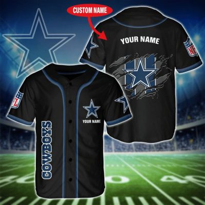 NFL Dallas Cowboys Custom Name Black Scratch Baseball Jersey V2