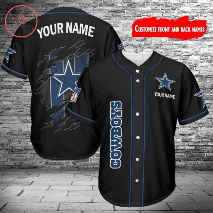 NFL Dallas Cowboys Custom Name Black Scratch Baseball Jersey NFL Dallas Cowboys Custom Name Black Scratch Baseball Jersey
