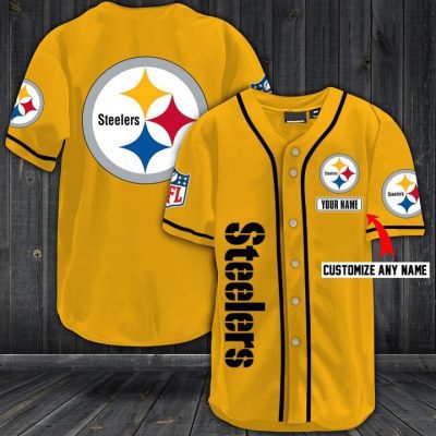 NFL Pittsburgh Steelers Custom Name Basic Golden Baseball Jersey