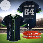 NFL Seattle Seahawks Custom Name Number Navy Baseball Jersey