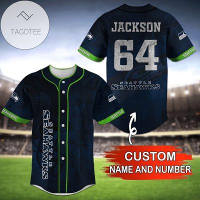 NFL Seattle Seahawks Custom Name Number Navy Baseball Jersey