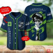 NFL Seattle Seahawks Custom Name Number Navy Helmet Baseball Jersey