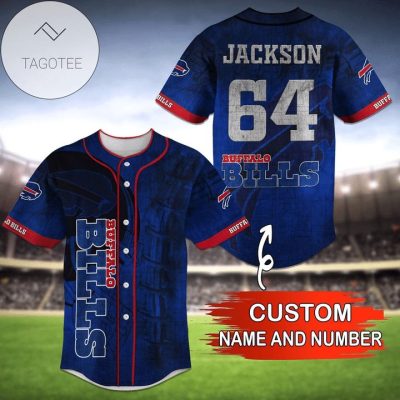 NFL Buffalo Bills Custom Name Number Royal Blue Baseball Jersey