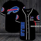 NFL Buffalo Bills Custom Name Black Baseball Jersey
