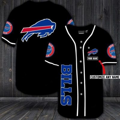 NFL Buffalo Bills Custom Name Black Baseball Jersey