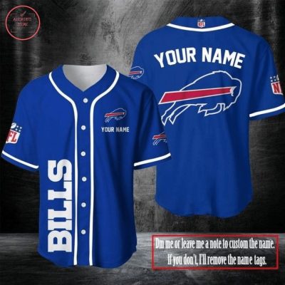 NFL Buffalo Bills Custom Name Blue Baseball Jersey