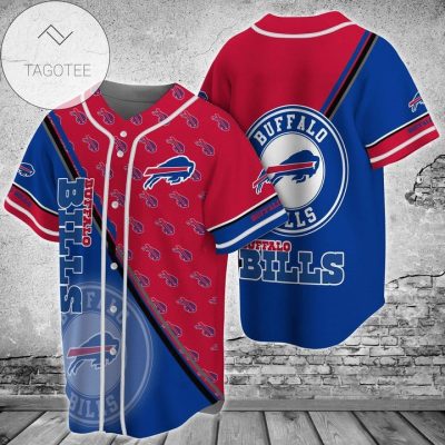 NFL Buffalo Bills Blue Red Big Logo Baseball Jersey