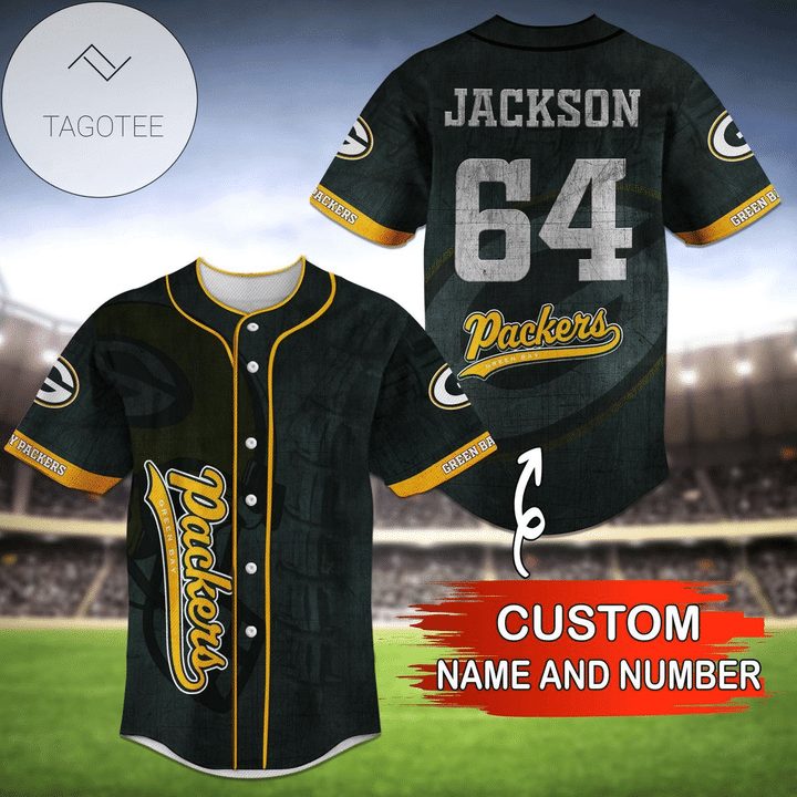 NFL Green Bay Packers Custom Name Number Black Baseball Jersey NFL Green Bay Packers Custom Name Number Black Baseball Jersey