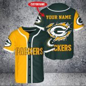 NFL Green Bay Packers Custom Name Yellow Green Baseball Jersey