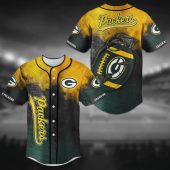 NFL Green Bay Packers Green Yellow Big Ball Baseball Jersey
