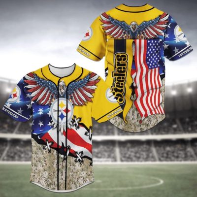 NFL Pittsburgh Steelers Eagles American Flag Baseball Jersey