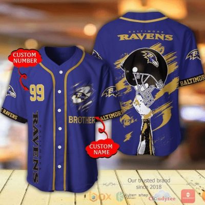 NFL Baltimore Ravens Custom Name Number Purple Baseball Jersey V3