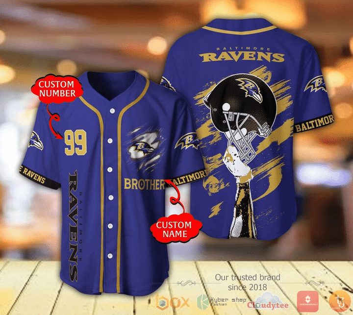 NFL Baltimore Ravens Custom Name Number Purple Baseball Jersey V3 NFL Baltimore Ravens Custom Name Number Purple Baseball Jersey V3