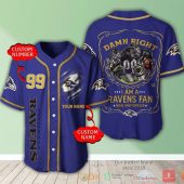NFL Baltimore Ravens Custom Name Number Purple Baseball Jersey V2
