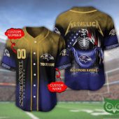 NFL Baltimore Ravens Custom Name Number Purple Baseball Jersey