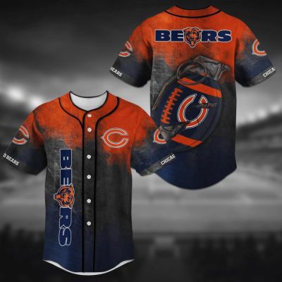 NFL Chicago Bears Orange Grey Ball Baseball Jersey