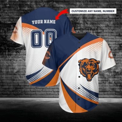 NFL Chicago Bears Custom Name Number Curve Style Baseball Jersey
