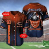 NFL Chicago Bears Custom Name Number Metallica Baseball Jersey