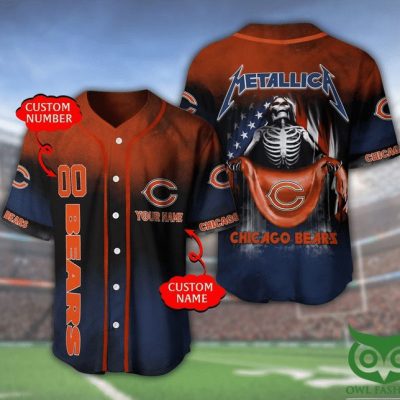 NFL Chicago Bears Custom Name Number Metallica Baseball Jersey