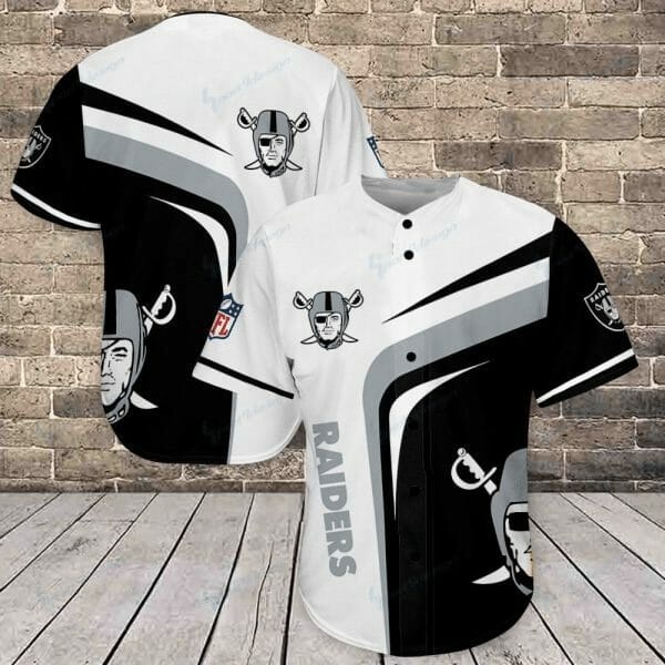 NFL Las Vegas Raiders White Black Baseball Jersey NFL Las Vegas Raiders White Black Baseball Jersey