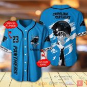 NFL Carolina Panthers Custom Name Number Blue Helmet Baseball Jersey