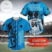 NFL Carolina Panthers Custom Name Number Blue Baseball Jersey