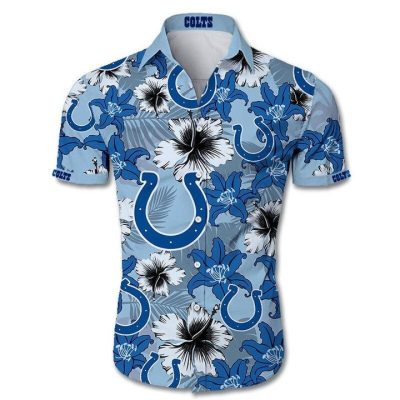 NFL Indianapolis Colts Flower Blue Hawaiian Shirt