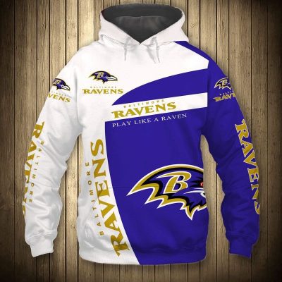 NFL Baltimore Ravens Purple White Pullover Hoodie V4
