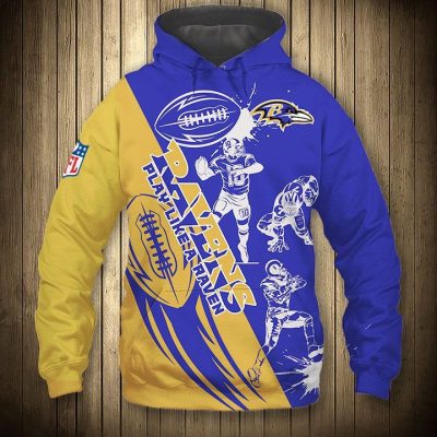 NFL Baltimore Ravens Gold Purple Pullover Hoodie V3
