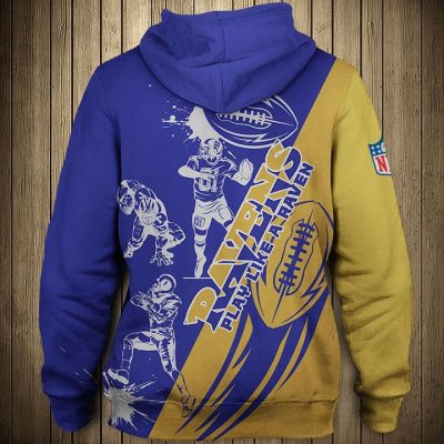 NFL Baltimore Ravens Gold Purple Pullover Hoodie V3