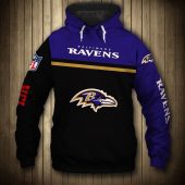 NFL Baltimore Ravens Black Purple Skull Pullover Hoodie V5