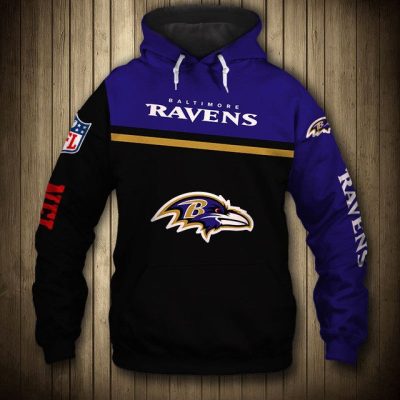 NFL Baltimore Ravens Black Purple Skull Pullover Hoodie V5