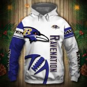 NFL Baltimore Ravens White Purple Pullover Hoodie V3