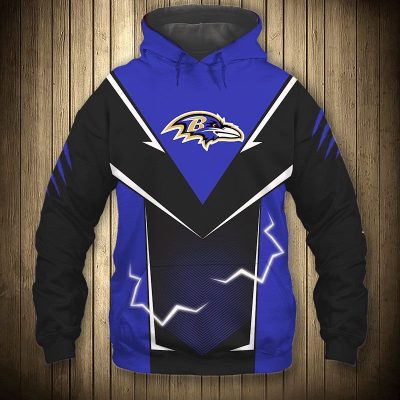 NFL Baltimore Ravens Black Purple Lightning Pullover Hoodie
