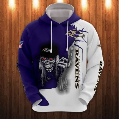 NFL Baltimore Ravens Halloween Iron Maiden Pullover Hoodie