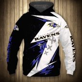 NFL Baltimore Ravens Black White Thunder Pullover Hoodie