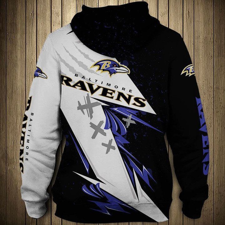 NFL Baltimore Ravens Black White Thunder Pullover Hoodie NFL Baltimore Ravens Black White Thunder Pullover Hoodie
