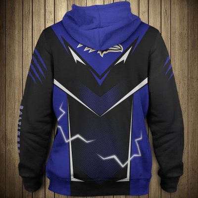 NFL Baltimore Ravens Black Purple Lightning Pullover Hoodie