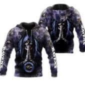 NFL Baltimore Ravens Skull Smoke Pullover Hoodie