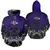 NFL Baltimore Ravens Purple Skull Halloween Pullover Hoodie
