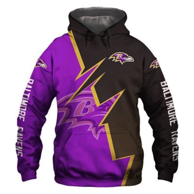 NFL Baltimore Ravens Purple Black Zigzag Pullover Hoodie