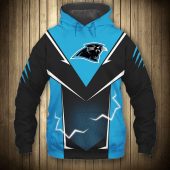 NFL Carolina Panthers Black Blue Lightning Pullover Hoodie
