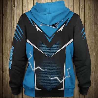 NFL Carolina Panthers Black Blue Lightning Pullover Hoodie