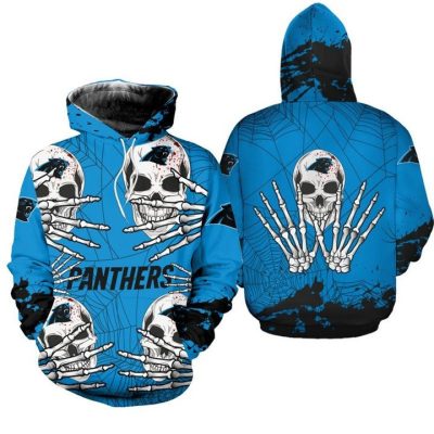 NFL Carolina Panthers Halloween Skull Pullover Hoodie V3