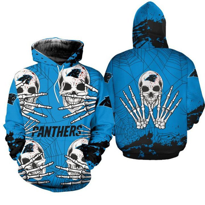 NFL Carolina Panthers Halloween Skull Pullover Hoodie V3 NFL Carolina Panthers Halloween Skull Pullover Hoodie V3
