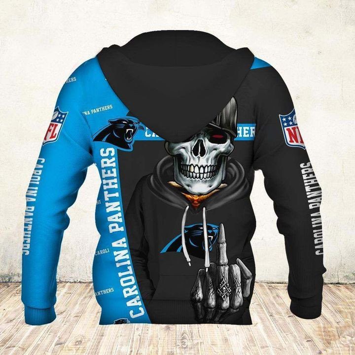 NFL Carolina Panthers Black Blue Skull Pullover Hoodie NFL Carolina Panthers Black Blue Skull Pullover Hoodie