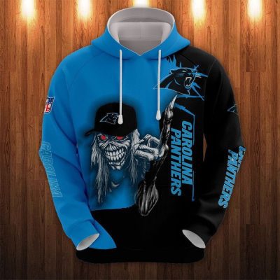 NFL Carolina Panthers Halloween Iron Maiden Pullover Hoodie