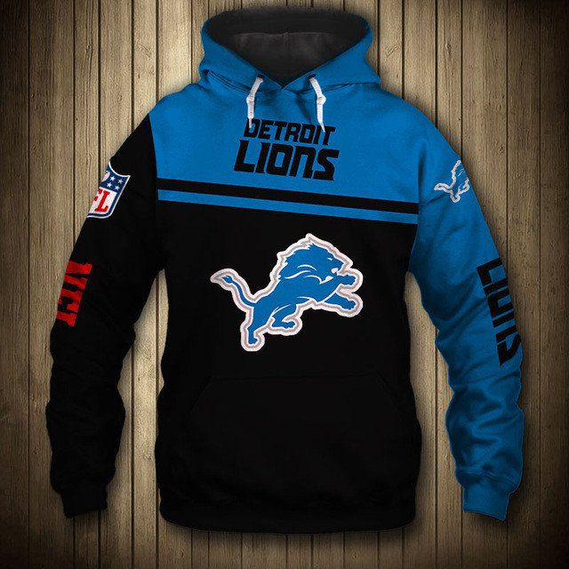 NFL Detroit Lions Black Blue Skull Pullover Hoodie NFL Detroit Lions Black Blue Skull Pullover Hoodie