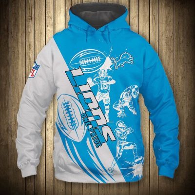 NFL Detroit Lions Silver Blue Pullover Hoodie